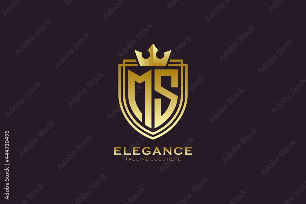 initial MS elegant luxury monogram logo or badge template with scrolls ...
