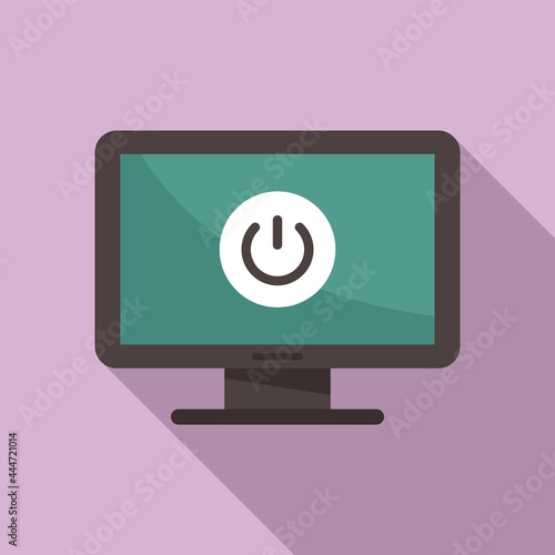 Turn off pc icon flat vector. Computer button
