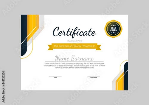Certificate of Premium Award Diploma template background vector value modern luxury design and layout.