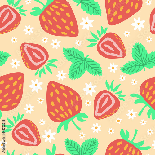 Seamless pattern with strawberry. Vector hand draw strawberry background for wallpaper, cover, fabric, textile