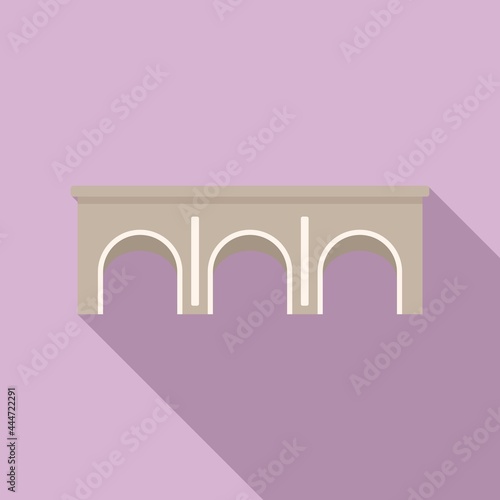 Stone bridge icon flat vector. River arch