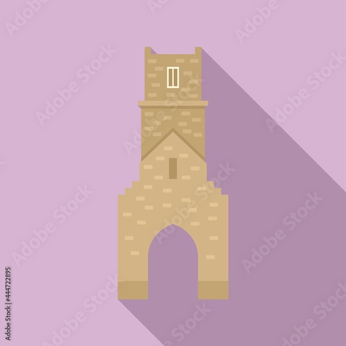 Brick tower icon flat vector. Medieval fort