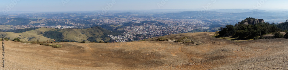 Obraz premium panoramic of Pedra Grande, a stone hill in Atibaia, Sao Paulo, Brazil. huge rock formation of natural monument
