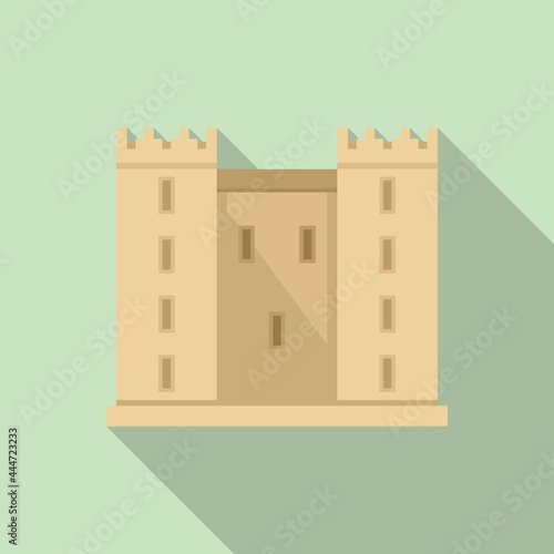 Castle facade icon flat vector. Old medieval castle