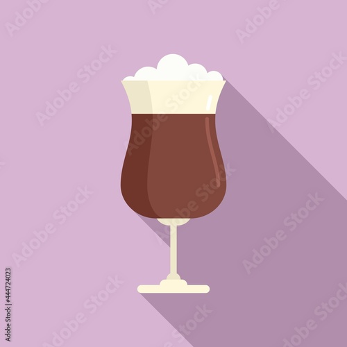 Brown beer icon flat vector. Bottle label glass