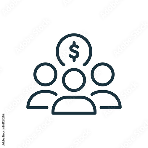 Fund of Donation Linear Icon. Charity and Donation Concept. Organization and Community Charitable Foundation. Financial Help for People Line Pictogram. Editable stroke. Vector illustration