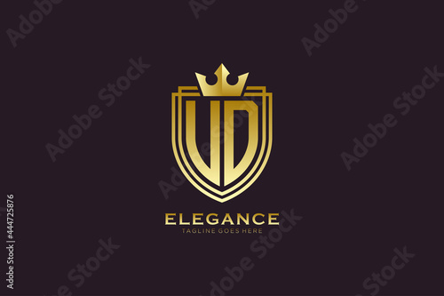 initial UD elegant luxury monogram logo or badge template with scrolls and royal crown - perfect for luxurious branding projects photo