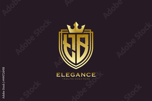 initial TB elegant luxury monogram logo or badge template with scrolls and royal crown - perfect for luxurious branding projects