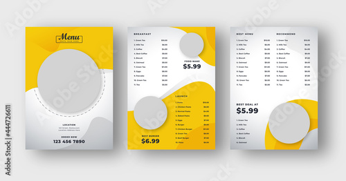 Food menu flyer poster. Brochure design for restaurant cafe