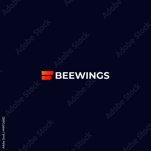 Letter B with wings symbol logo, wing sign