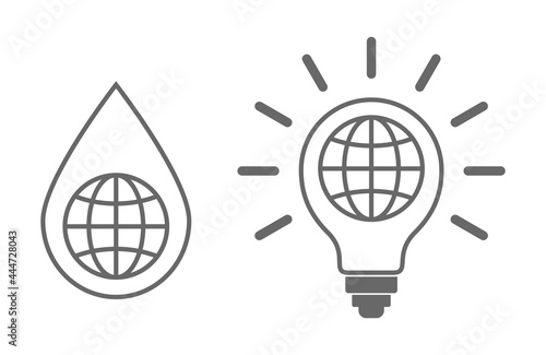 lightbulb and water drop with globe