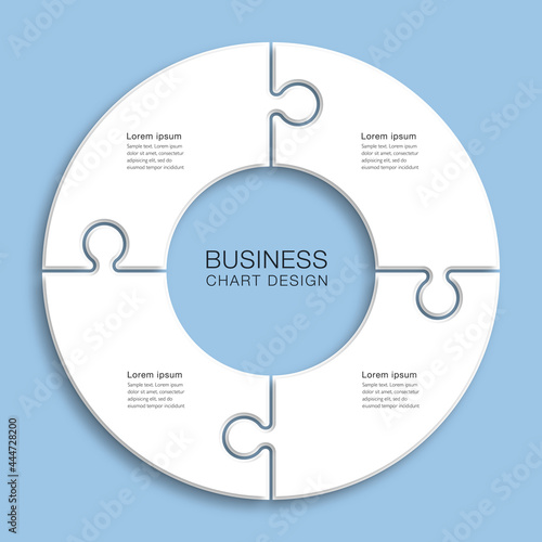 Business chart design. 3 division, jigsaw graph pattern.	