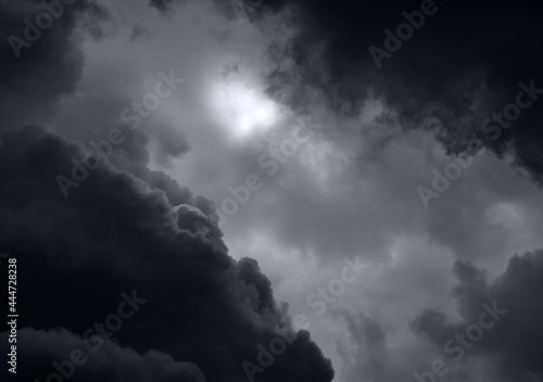 Unusual enigmatic dark clouds similar to a human face.