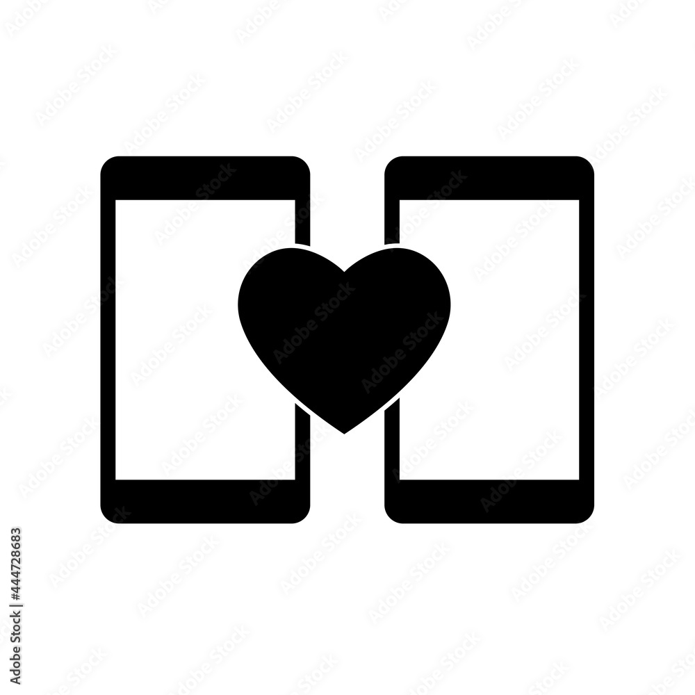 Mobile phone with heart sign icon, illustration. Mobile phone with heart sign icon, illustration.