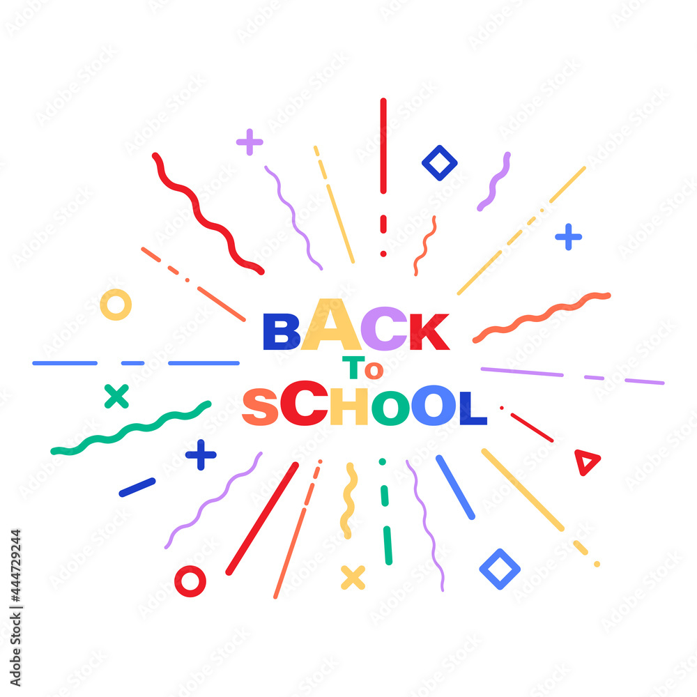 back to school geometric starburst explosion vector banner isolated on white background. welcome back color sunburst modern illustration back to school geometric starburst explosion vector banner isolated on white background. welcome back color sunburst modern illustration