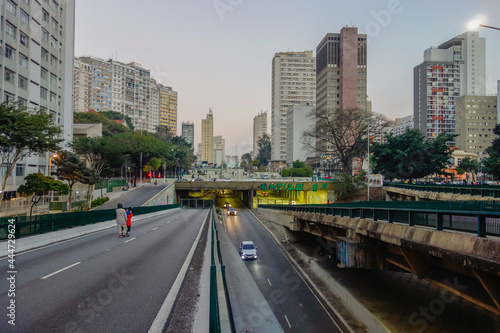 Elevated highway known as Minhocao  or Elevado Presidente Joao Goulart  in Sao Paulo downtown  Brazil