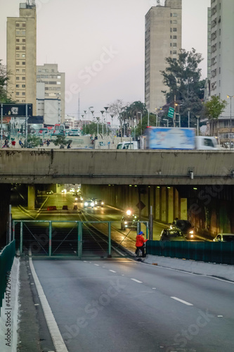 tunnel and Elevated highway known as Minhocao, or Elevado Presidente Joao Goulart, in Sao Paulo downtown, Brazil