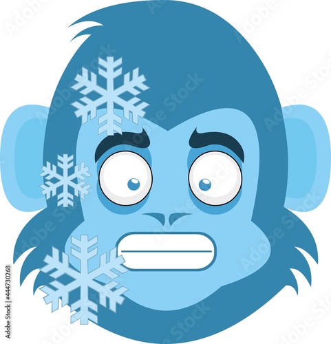 Vector emoticon illustration of the face of a cartoon frozen monkey
