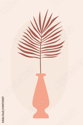 Plant in vase pattern background, Boho minimalist vase illustration for  design nursery wall decor, t shirt print, shop flyer, contemporary poster etc