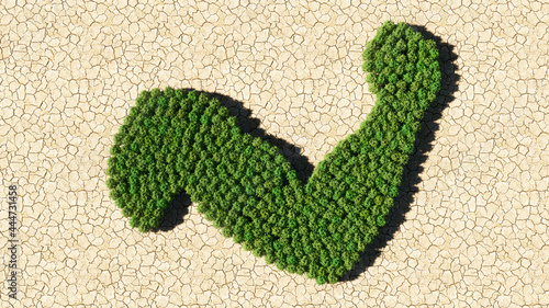 Concept or conceptual group of green forest tree on dry ground background, sign of a healthy and muscular arm. A 3d illustration metaphor for bodybuilding, athlete, fitness, sport, strenght or power