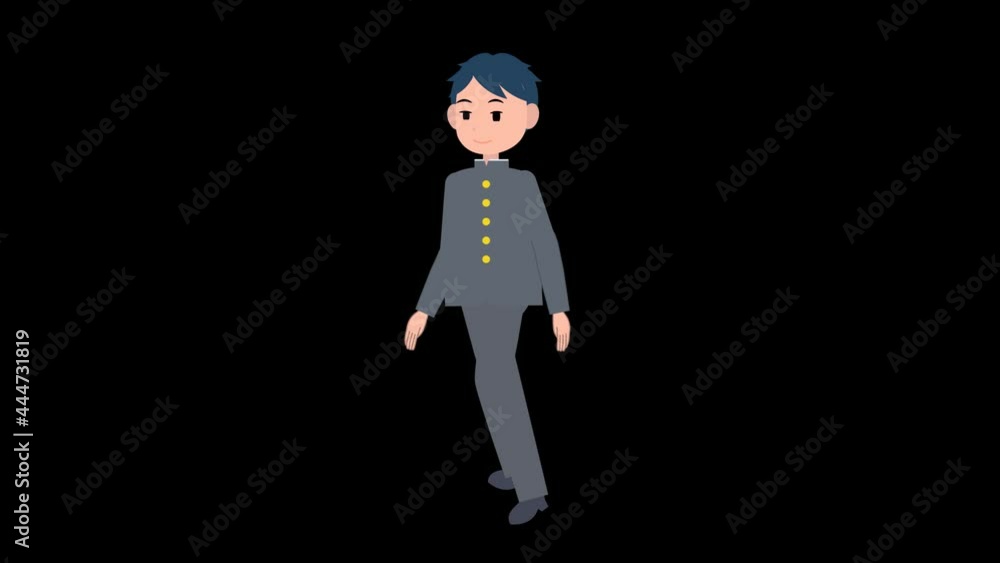 歩く男子学生 A boy with school uniform walking 歩く男子学生 A boy with school uniform walking