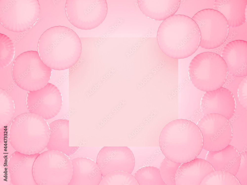 Pink marketing balloons with squared empty canvas