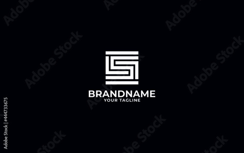 Letter s with shield symbol sign logo, Letter s with square symbol sign logo