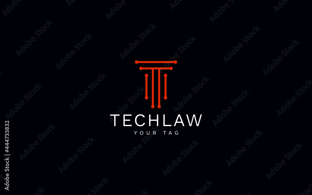 Letter T tech technolgy law sign symbol logo
