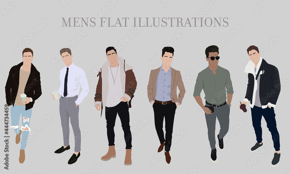 Obraz premium Boys Set Illustrations in flat style minimalism 