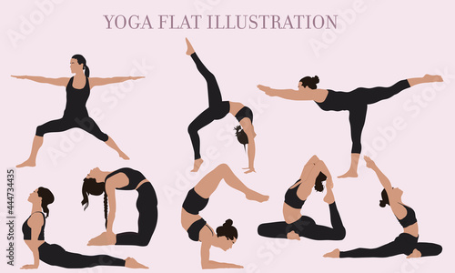 Girls Set illustrations in flat style minimalism 
