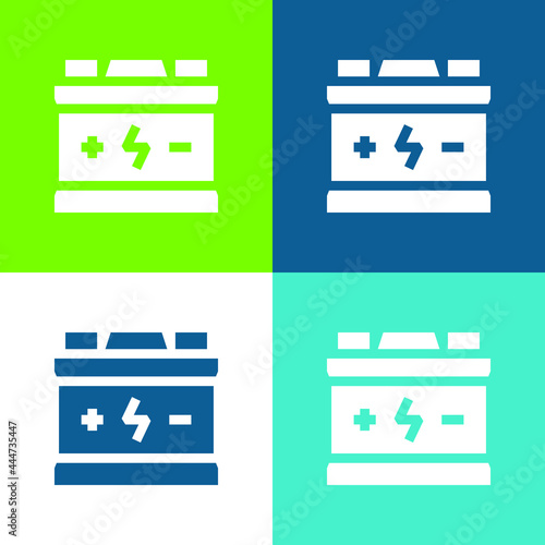 Battery Flat four color minimal icon set