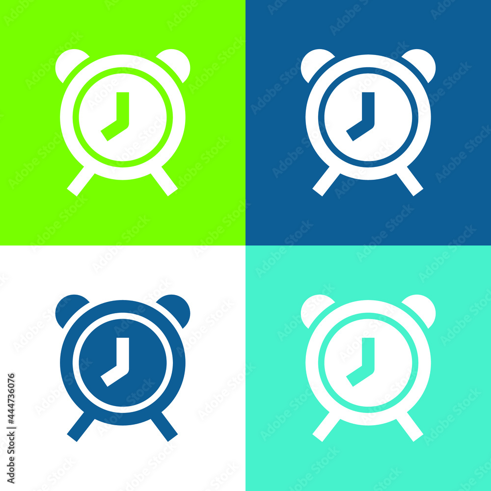 Alarm Clock Flat four color minimal icon set Alarm Clock Flat four color minimal icon set