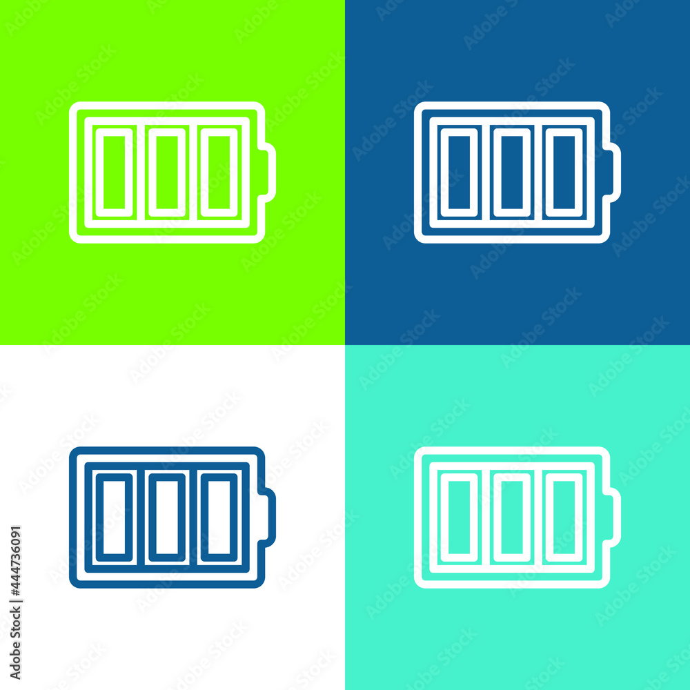 Battery Thin Outline Symbol In A Circle Flat four color minimal icon set Battery Thin Outline Symbol In A Circle Flat four color minimal icon set