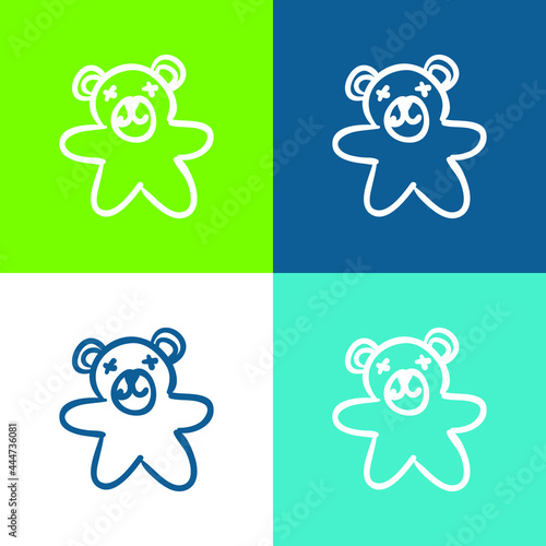 Bear Toy Flat four color minimal icon set