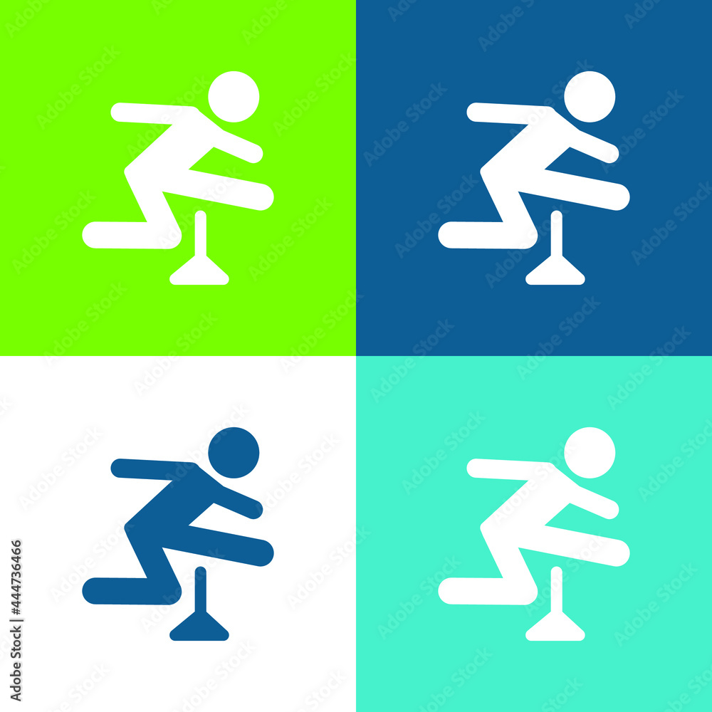 Athlete Jumping Silhouette Flat four color minimal icon set Athlete Jumping Silhouette Flat four color minimal icon set