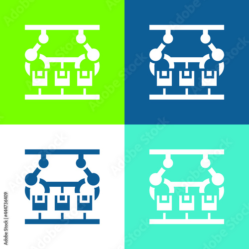 Assembling Flat four color minimal icon set