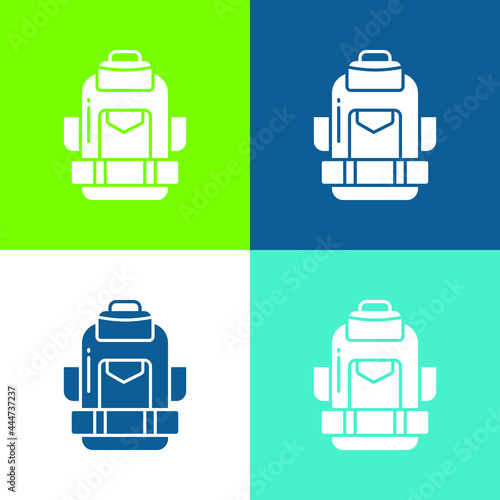 Backpack Flat four color minimal icon set