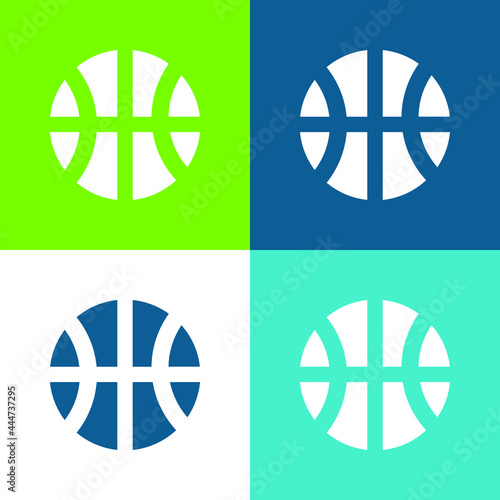 Basketball Ball Flat four color minimal icon set