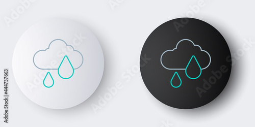 Line Cloud with rain icon isolated on grey background. Rain cloud precipitation with rain drops. Colorful outline concept. Vector