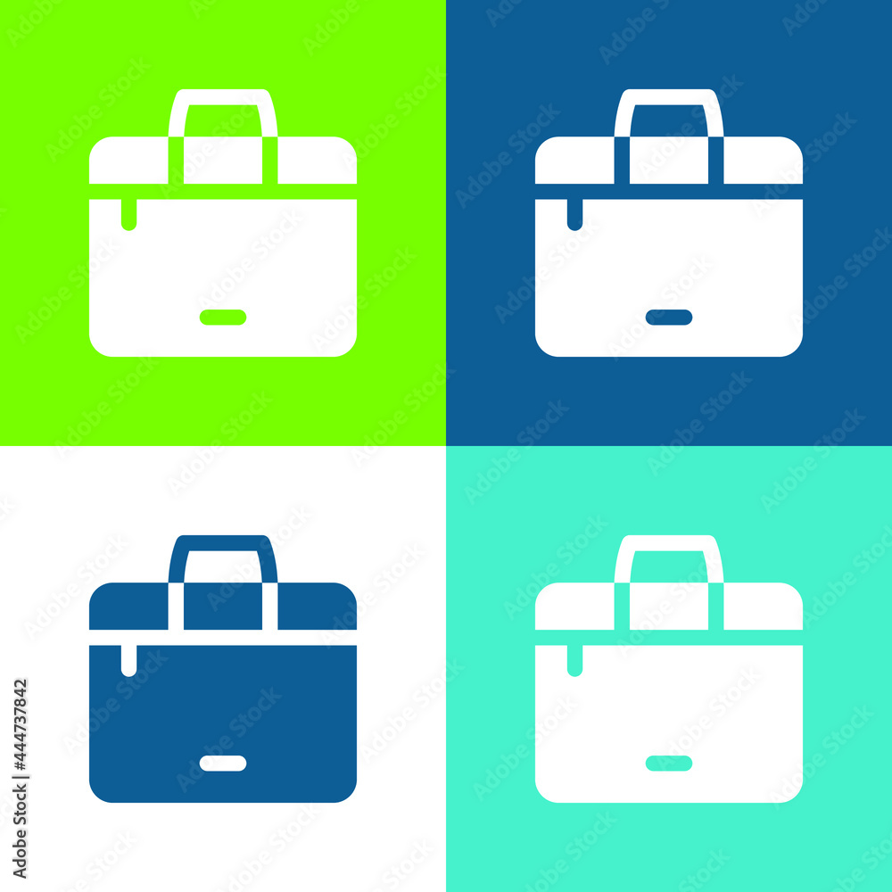 Briefcase Flat four color minimal icon set Briefcase Flat four color minimal icon set