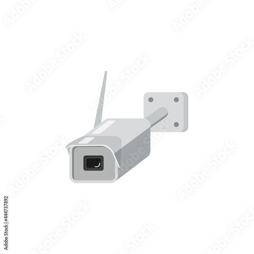 CCTV camera with athene and wall attachment, flat vector illustration isolated.
