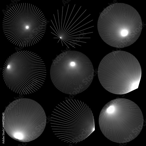 Abstract radial, radiating lines, stripes. Burst lines. Converging lines.