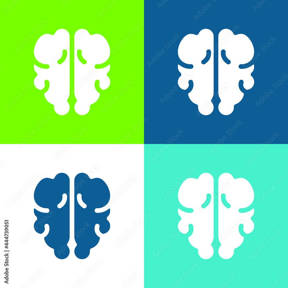 Obraz premium Brain Flat four color minimal icon set