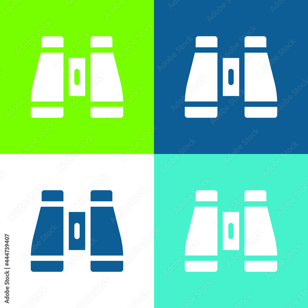 Binoculars Flat four color minimal icon set Binoculars Flat four color minimal icon set