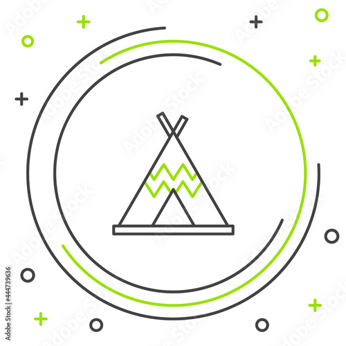 Line Traditional indian teepee or wigwam icon isolated on white background. Indian tent. Colorful outline concept. Vector