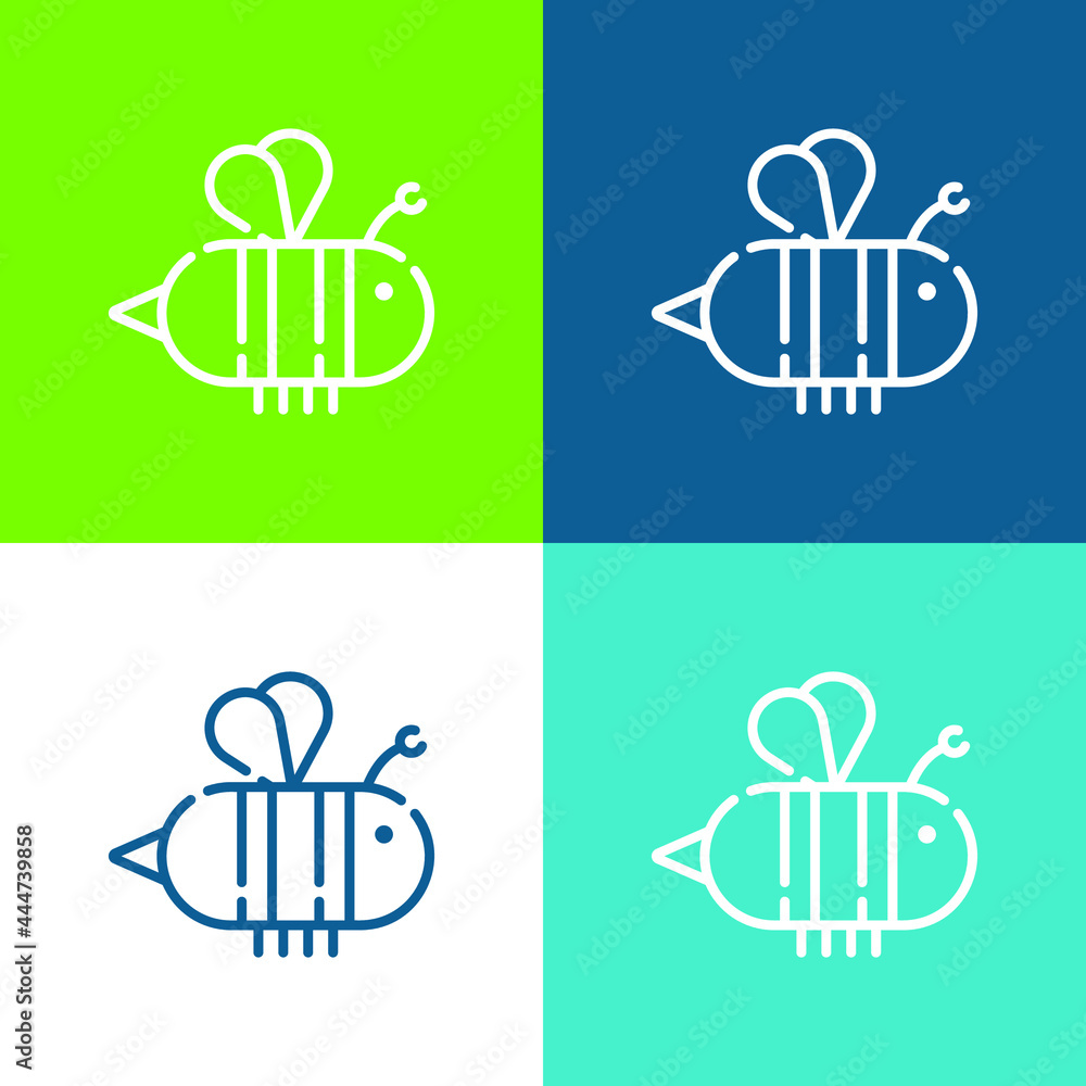 Bee Flat four color minimal icon set Bee Flat four color minimal icon set