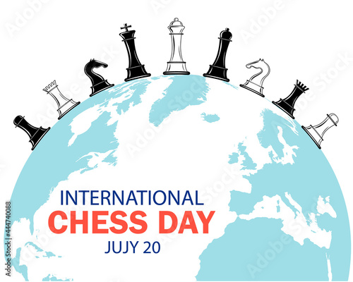 Design for International Chess Day.
Planet Earth, on which various chess pieces are located, as a symbol of an international holiday and the fact that the game of chess is known all over the world.