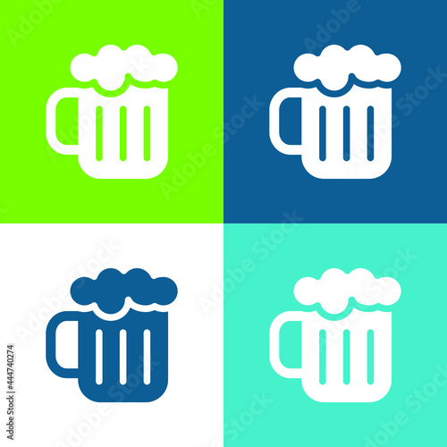 Beer Flat four color minimal icon set