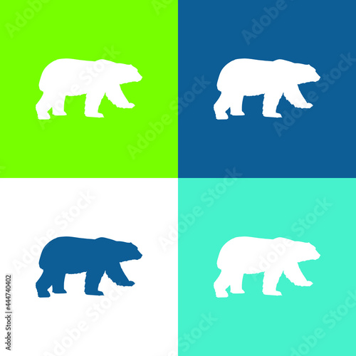 Bear Black Shape Flat four color minimal icon set