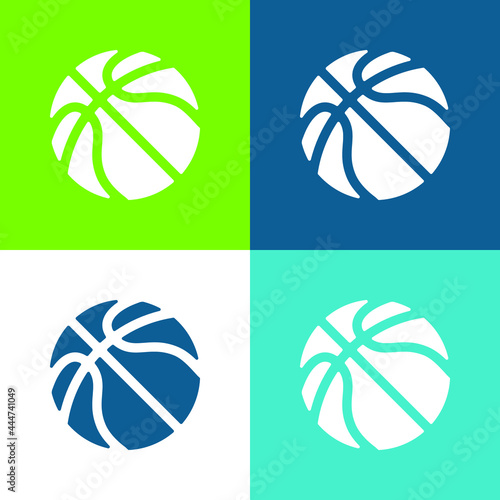 Basketball Flat four color minimal icon set